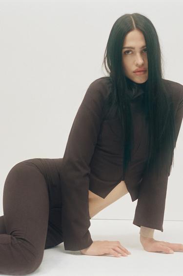 Zara FLARE PANTS WITH POCKETS - Brown