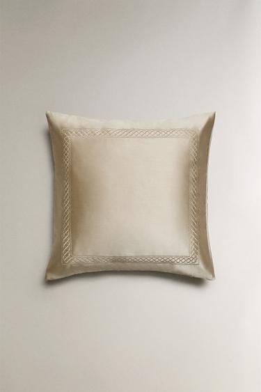 SATEEN CUSHION COVER WITH BORDER - Cava by Zara - Image 0