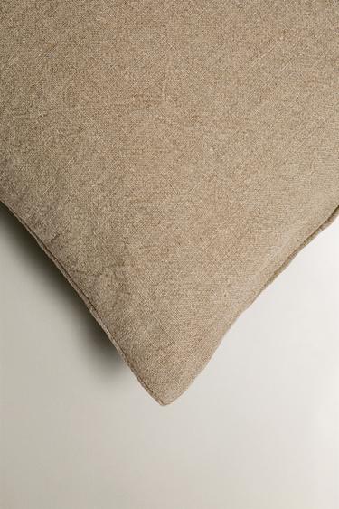 WASHED LINEN CUSHION COVER - Light beige by Zara - Image 1
