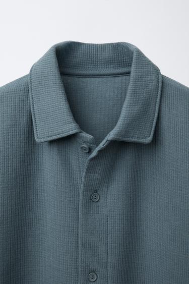 CHEMISE EN MAILLE À TEXTURE - Gris / Bleu de Zara - Image 2