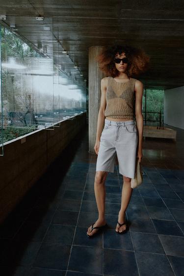 ДЖИНСОВЫЕ ШОРТЫ Z1975 СО СРЕДНЕЙ ПОСАДКОЙ — СВЕТЛО-СЕРЫЙ от Zara