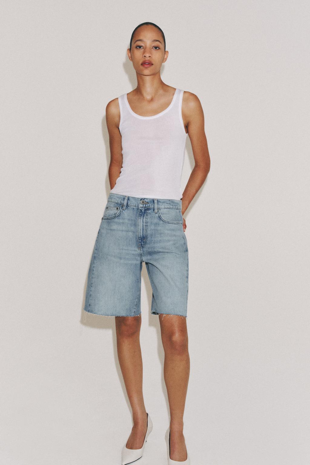 ZW COLLECTION RELAXED FIT MID-WAIST DENIM BERMUDA SHORTS