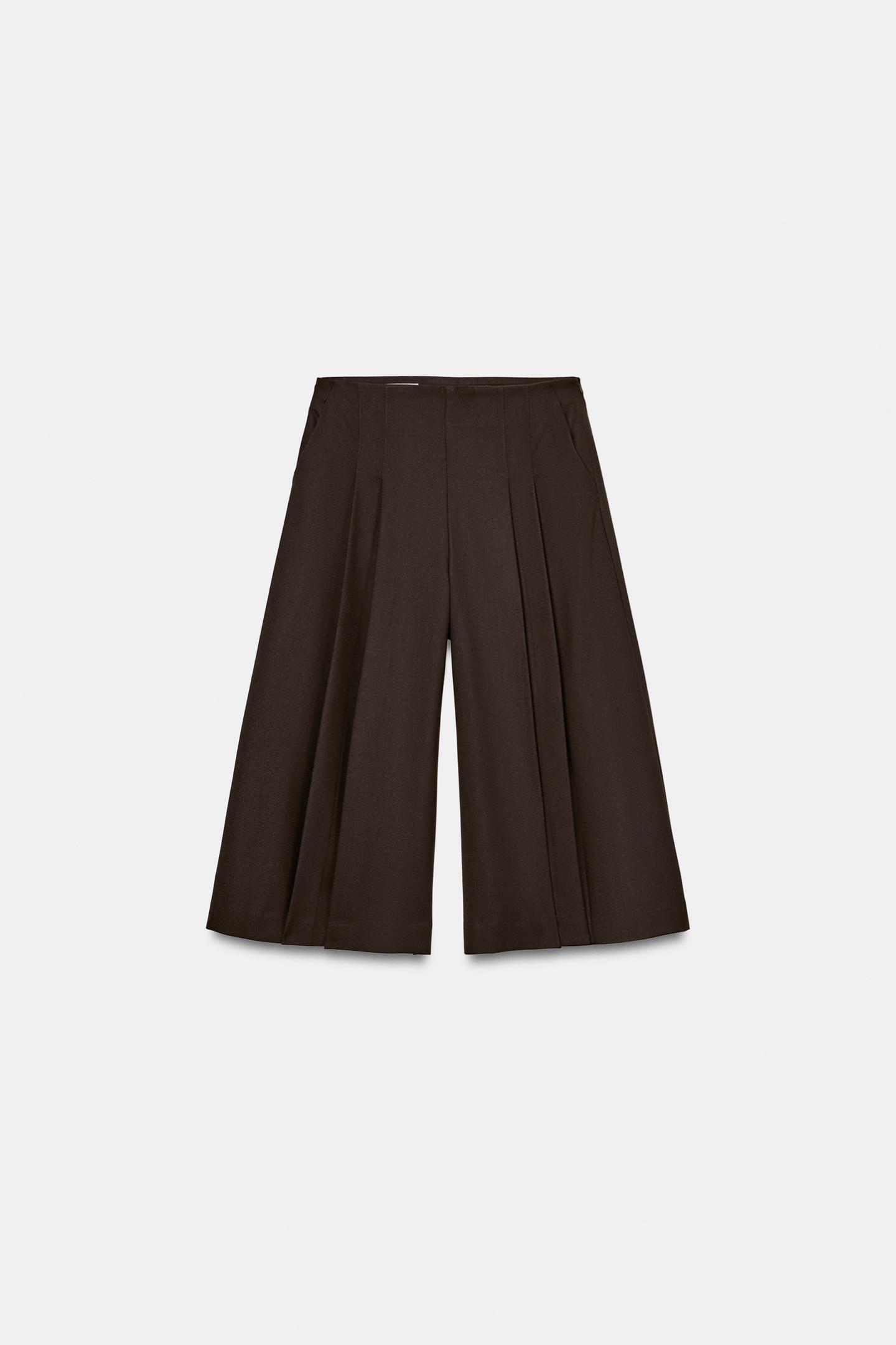 Шорты Zara Pleated Long Bermuda, цвет: Коричневый — фото 5