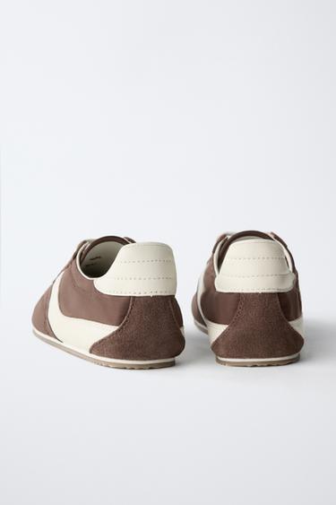 BASKETS AVEC MATIÈRES VARIÉES - Marron de Zara - Image 5