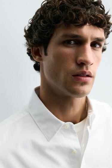 CHEMISE STRUCTURÉE EN COTON - Blanc de Zara - Image 4