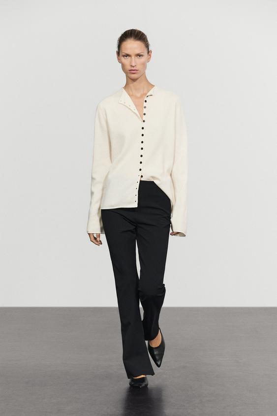 Zara Wool-blend knit cardigan with buttons - Ecru - Image 0