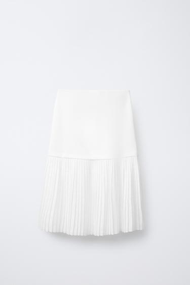 JUPE MIDI PLISSÉE - Blanc cassé de Zara - Image 1