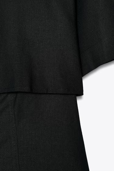 CHEMISE AJUSTÉE AVEC LIN DOUBLE ÉPAISSEUR - Noir de Zara - Image 6
