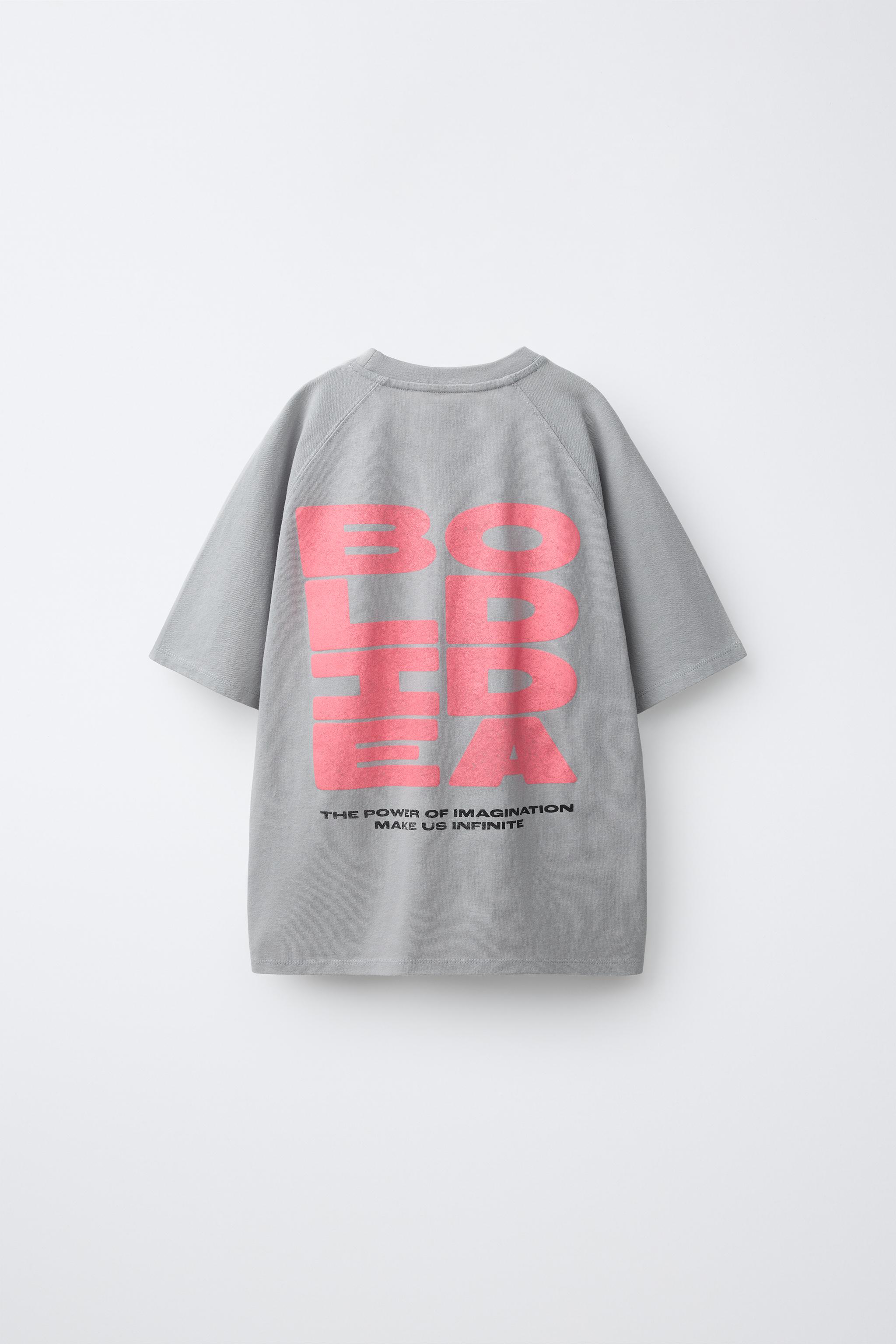 TEXT PRINT T-SHIRT — Grayish