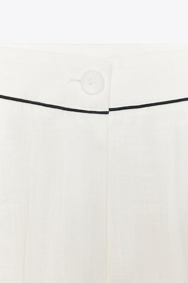 WIDE-LEG TROUSERS WITH TRIMS - White by Zara - Image 7