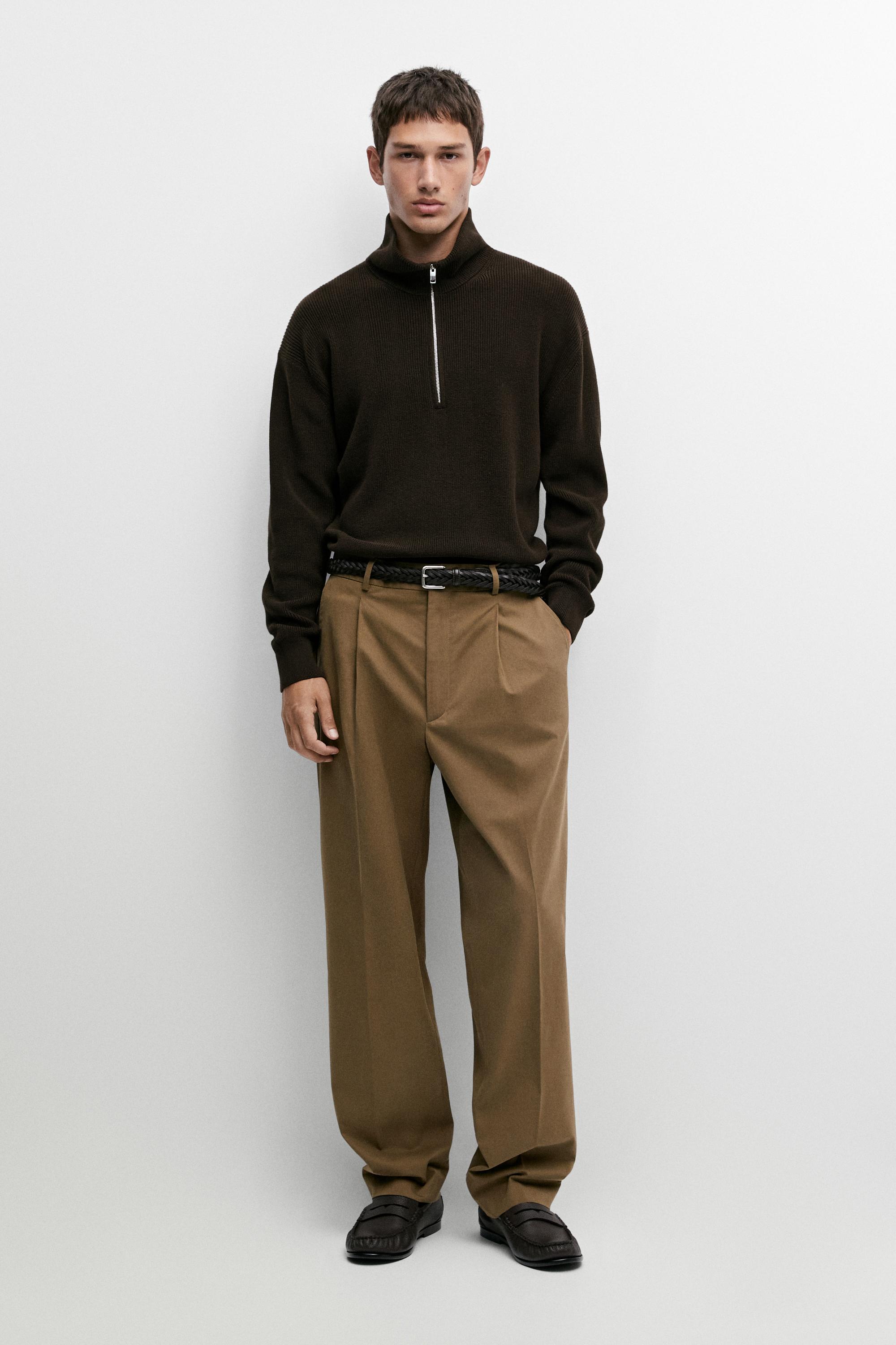 Cotton blend relaxed fit pants - Caramel | ZARA United States