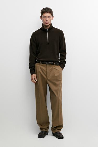 Zara Cotton blend relaxed fit pants - Caramel - Image 0