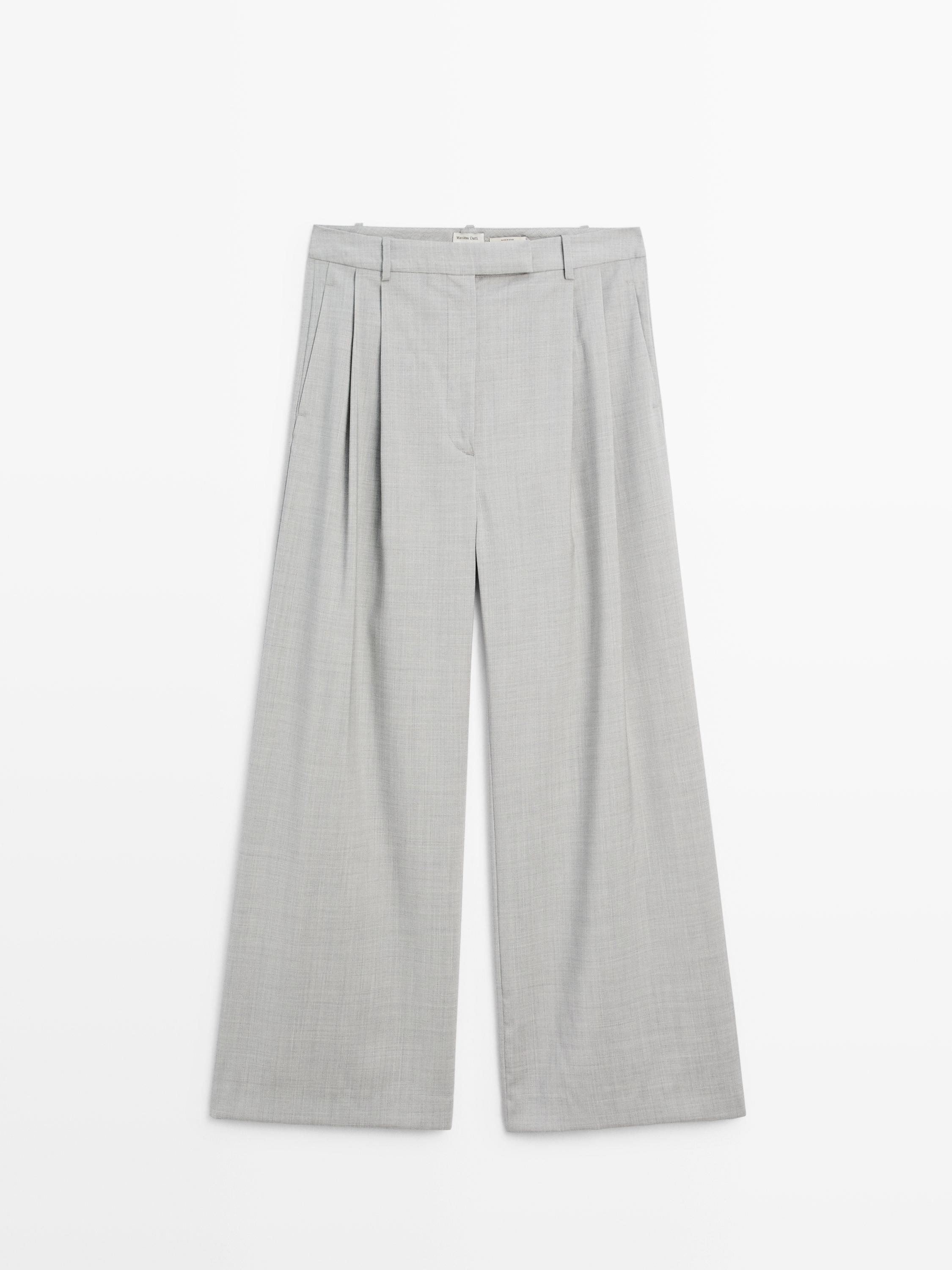 100% wool wide-leg trousers with darts - STUDIO