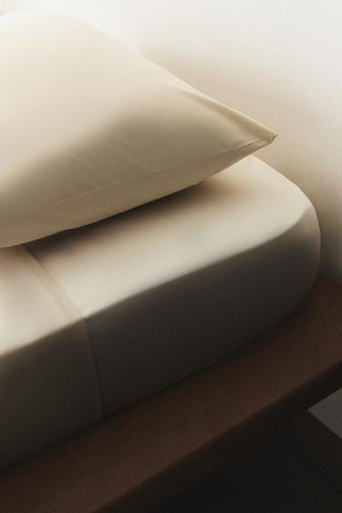 PERCALE FITTED SHEET | 30 CM HIGH (200 THREAD COUNT) - Beige by Zara - Image 5