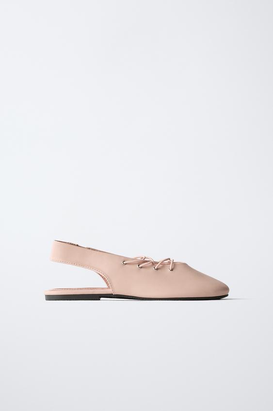 BALLERINES OUVERTES LACETS - Rose de Zara - Image 0