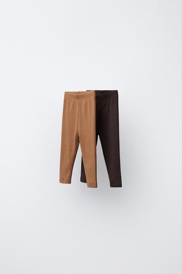 TWO-PACK OF PLAIN LEGGINGS - Caramel by Zara