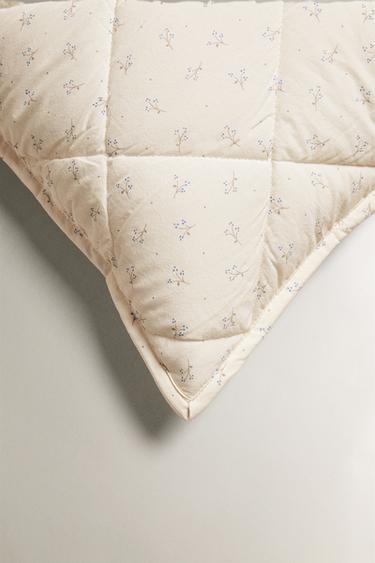 CHILDREN'S FLORAL CUSHION COVER FOR QUILTS - Ecru by Zara - Image 1