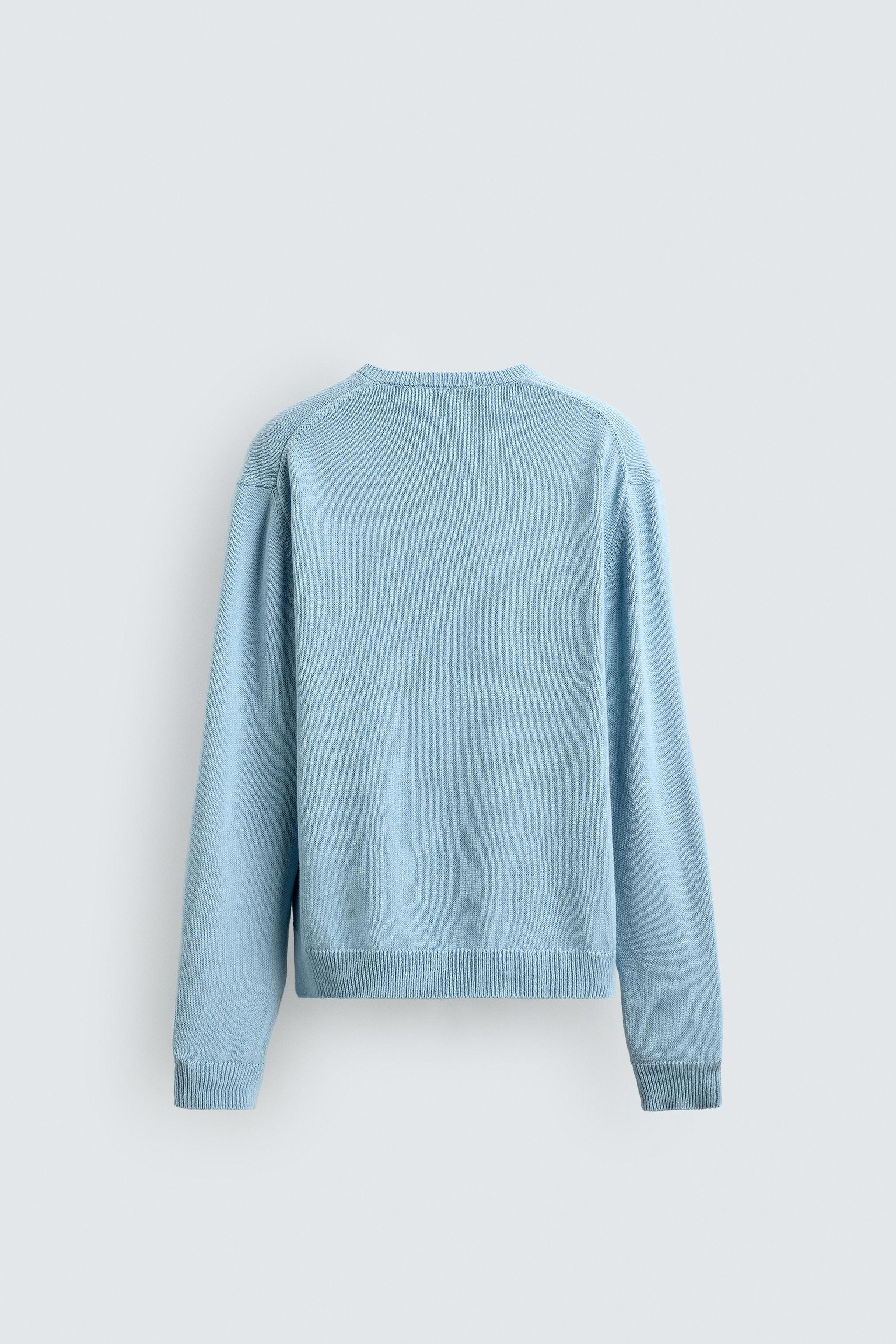 COTTON-LINEN BLEND V-NECK JUMPER