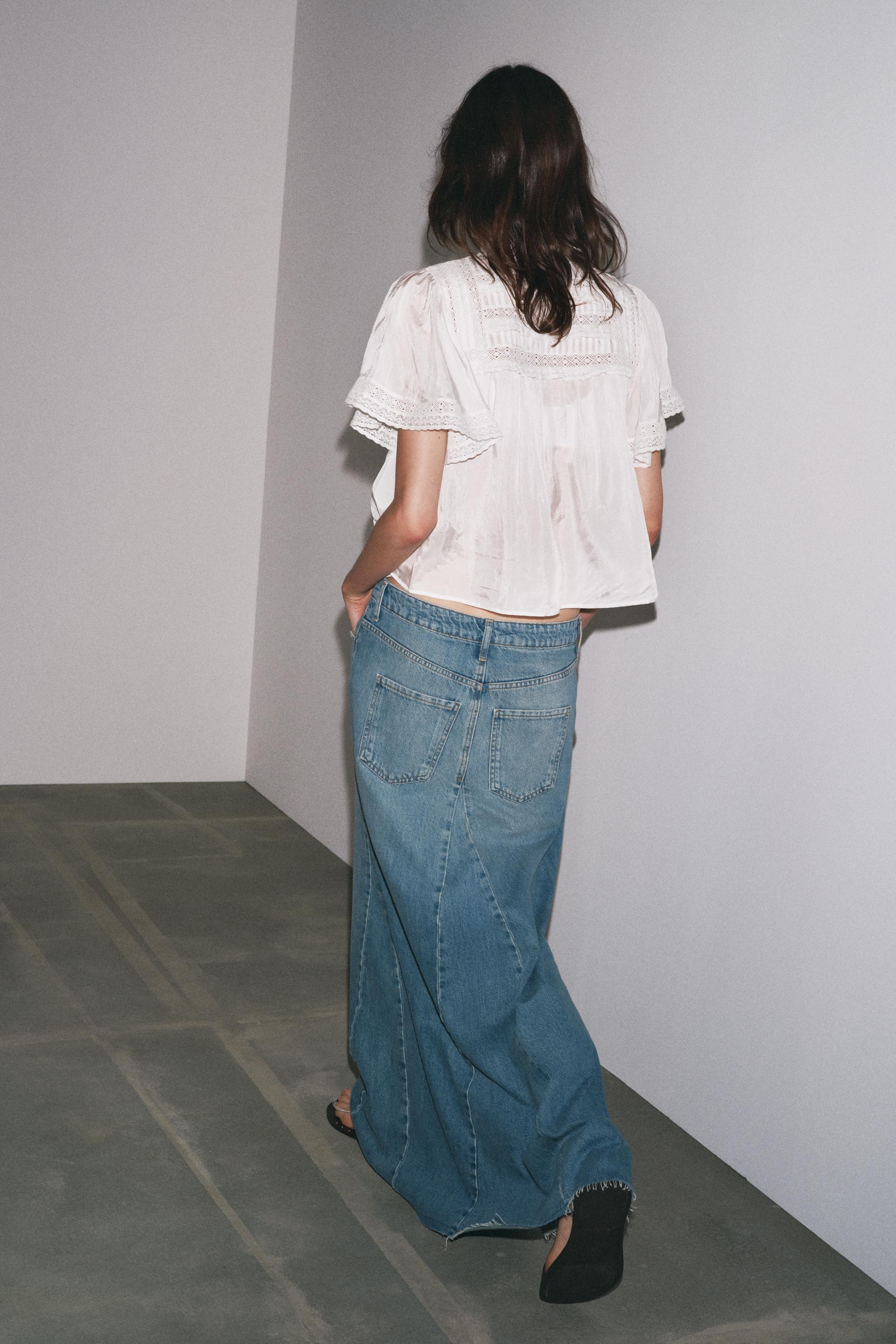 ZW COLLECTION DENIM SKIRT - Blue | ZARA United States