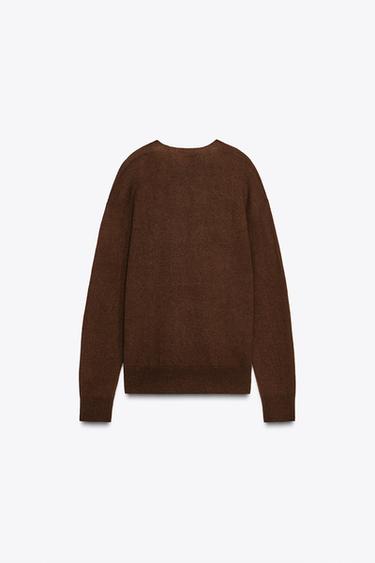 100% EXTRA-SOFT WOOL V-NECK JUMPER - Brown by Zara - Image 5