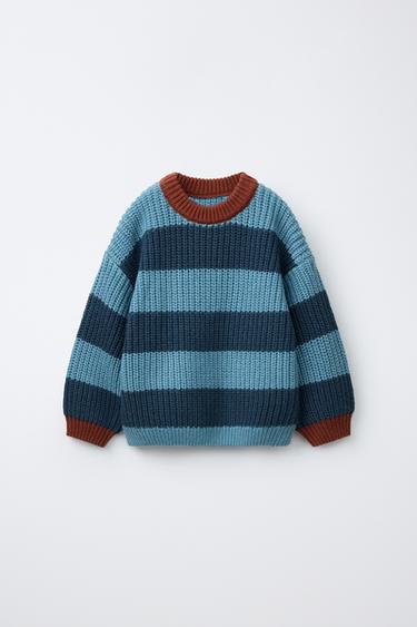 STRIPED KNIT SWEATER — Blue 1