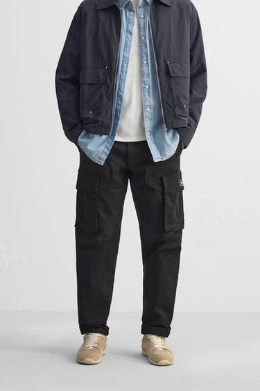 RELAXED FIT CARGO TROUSERS - Black by Zara