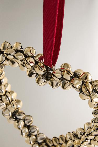 HEART CHRISTMAS TREE DECORATION WITH SLEIGH BELLS - Golden by Zara - Image 2