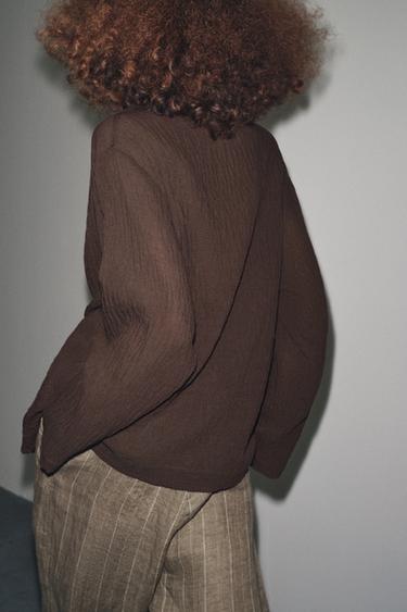 CHEMISE STRUCTURÉE AVEC VISCOSE - Marron de Zara - Image 2