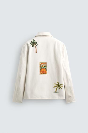 GRAPHIC PRINT RELAXED FIT OVERSHIRT - Ecru by Zara - Image 8