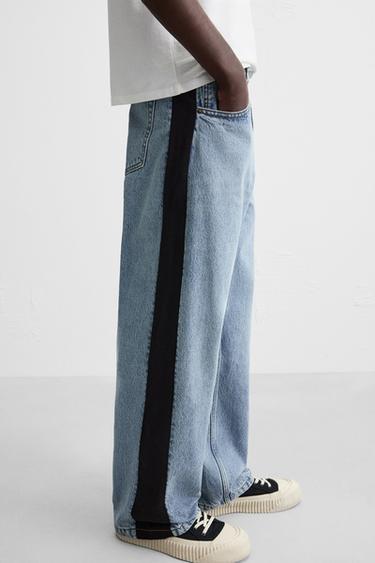 JEANS BAGGY FIT BANDAS - Azul claro de Zara