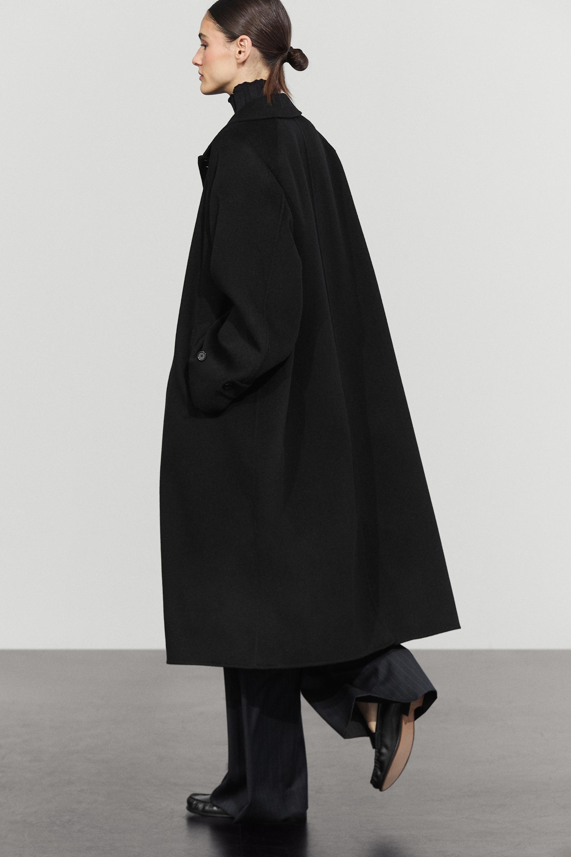 Long oversized wool and cashmere blend coat