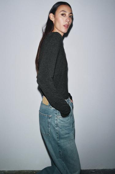 T-SHIRT À MANCHES LONGUES - Gris foncé de Zara - Image 3