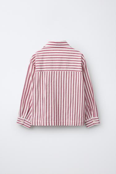 STRIPED POCKET SHIRT — Burgundy 2