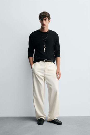 PANTALÓN CHINO ALGODÓN - CÁÑAMO - Blanco de Zara - Imagen 0