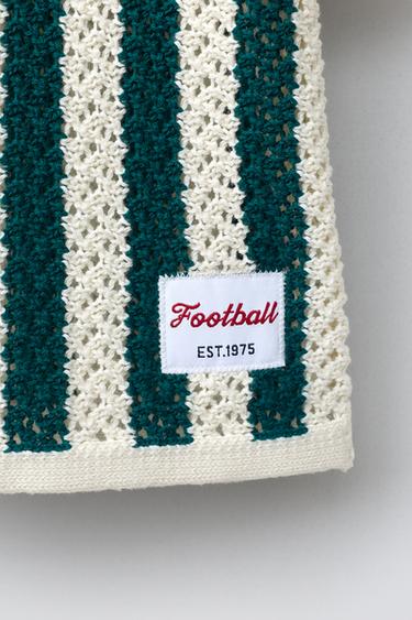 POLO EN MAILLE À RAYURES FOOTBALL - Écru / Bleu de Zara - Image 3