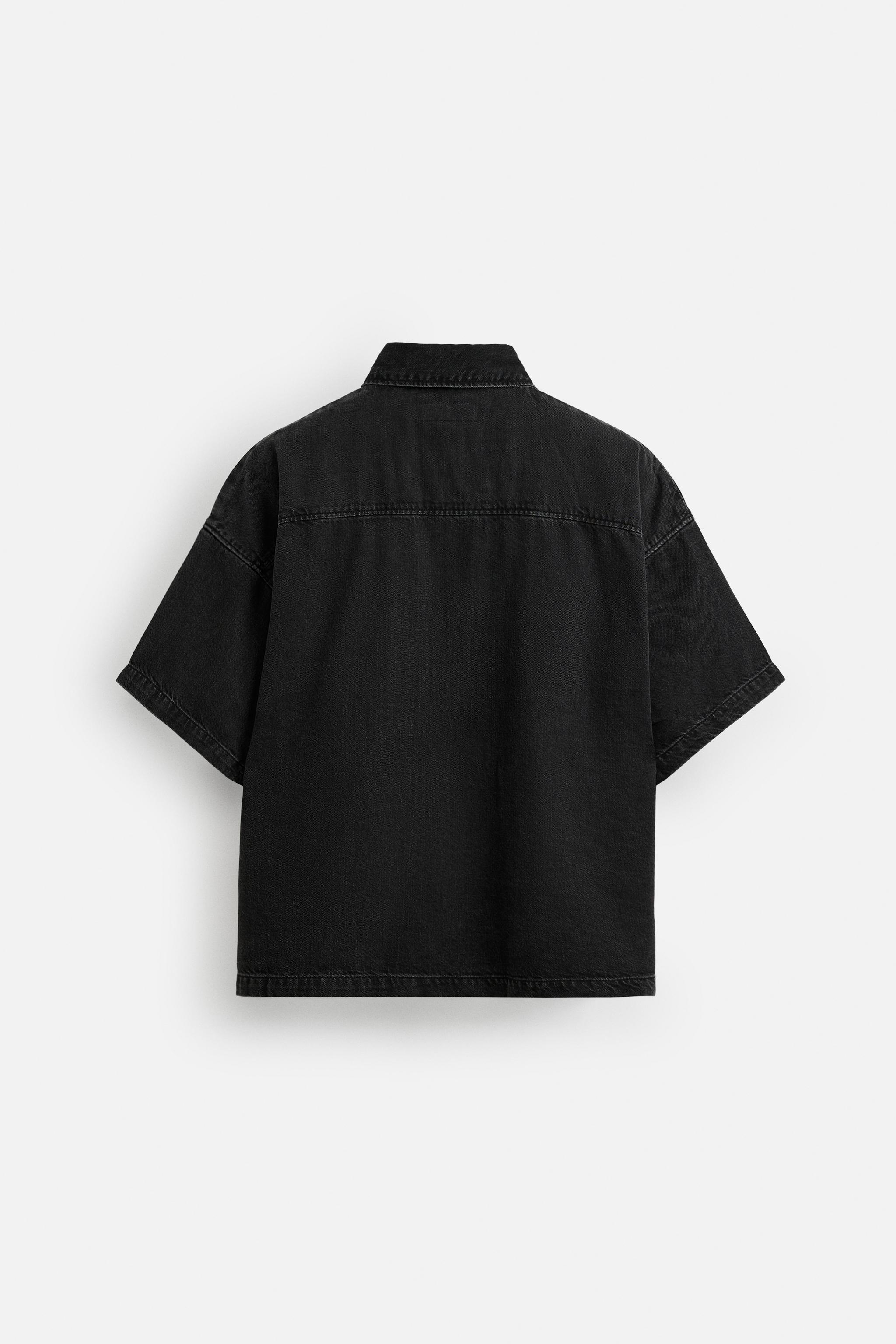 デニムジップポロシャツ - ブラック | ZARA Japan / 日本