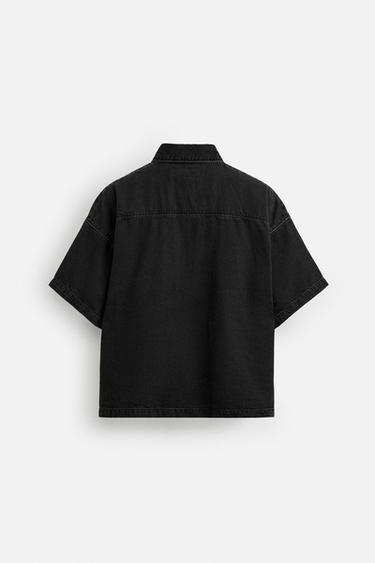 CHEMISE POLO EN DENIM ZIPPÉE - Noir de Zara - Image 6