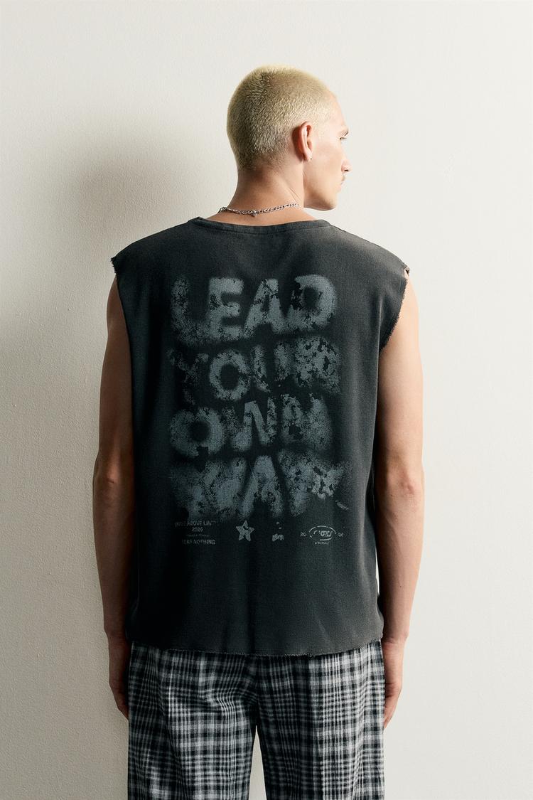 WASHED PRINTED KNIT TANK TOP