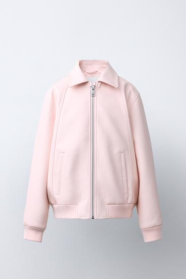 CAZADORA BOMBER EFECTO PIEL - Rosa pastel de Zara - Imagen 0