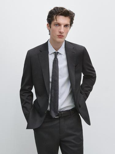 Zara 100% cool wool suit blazer - Anthracite Gray