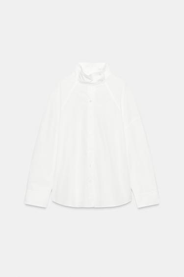 HIGH NECK OVERSIZE SHIRT - White by Zara - Image 0