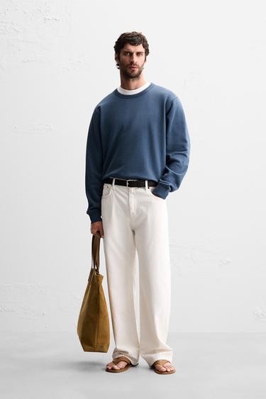 BASIC CREW NECK SWEATSHIRT - Mid-blue by Zara - Image 0