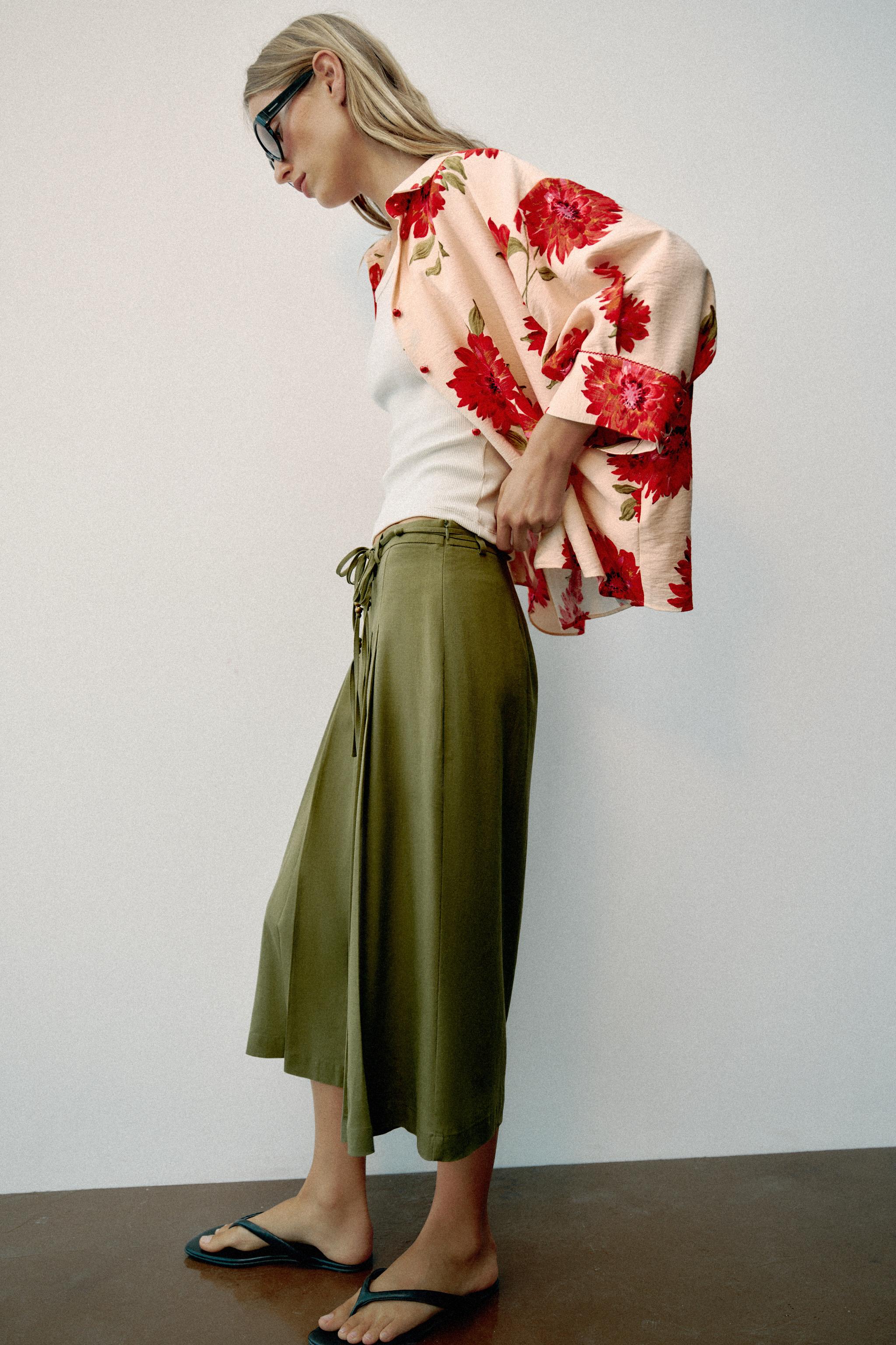 Женские шорты Zara BEADED BELT LONG SHORTS — фото 4