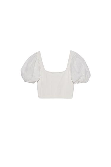 CROPPED EMBROIDERED TOP