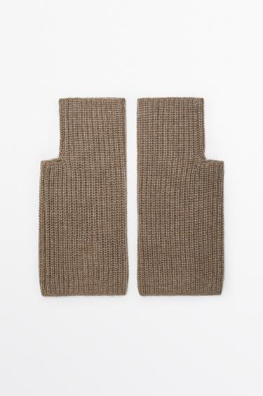 100% Cashmere Knit Mittens — Ecru 1