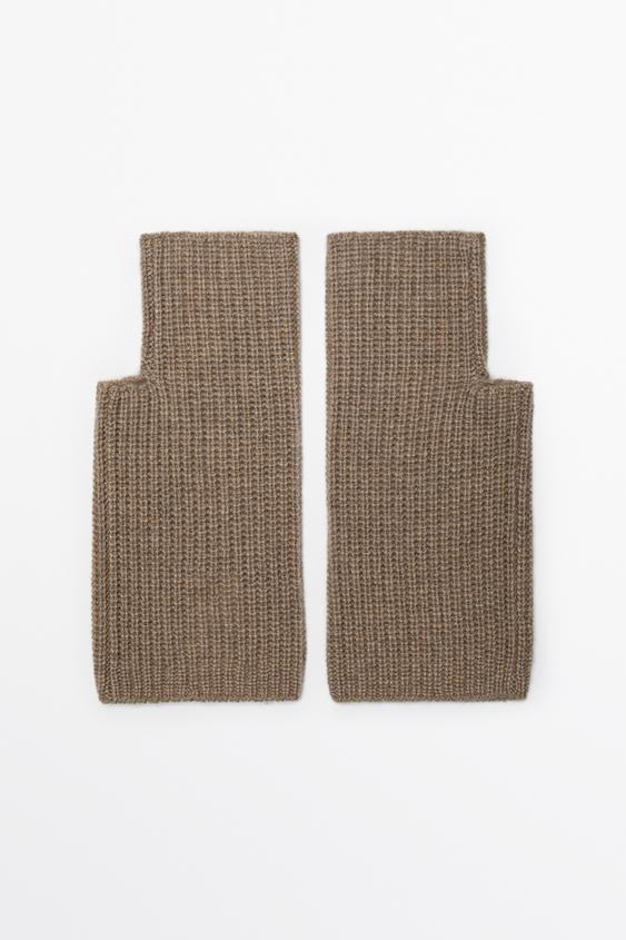Zara 100% Cashmere Knit Mittens - Ecru - Image 0