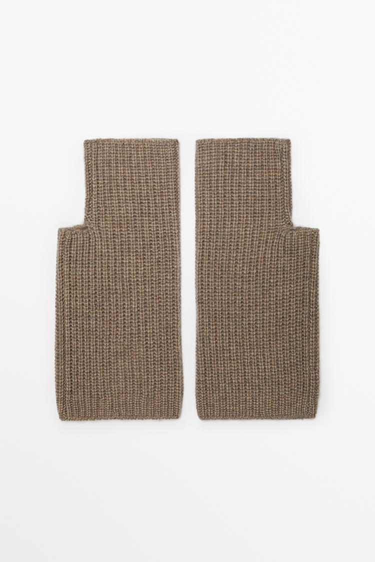 100% Cashmere Knit Mittens — Ecru