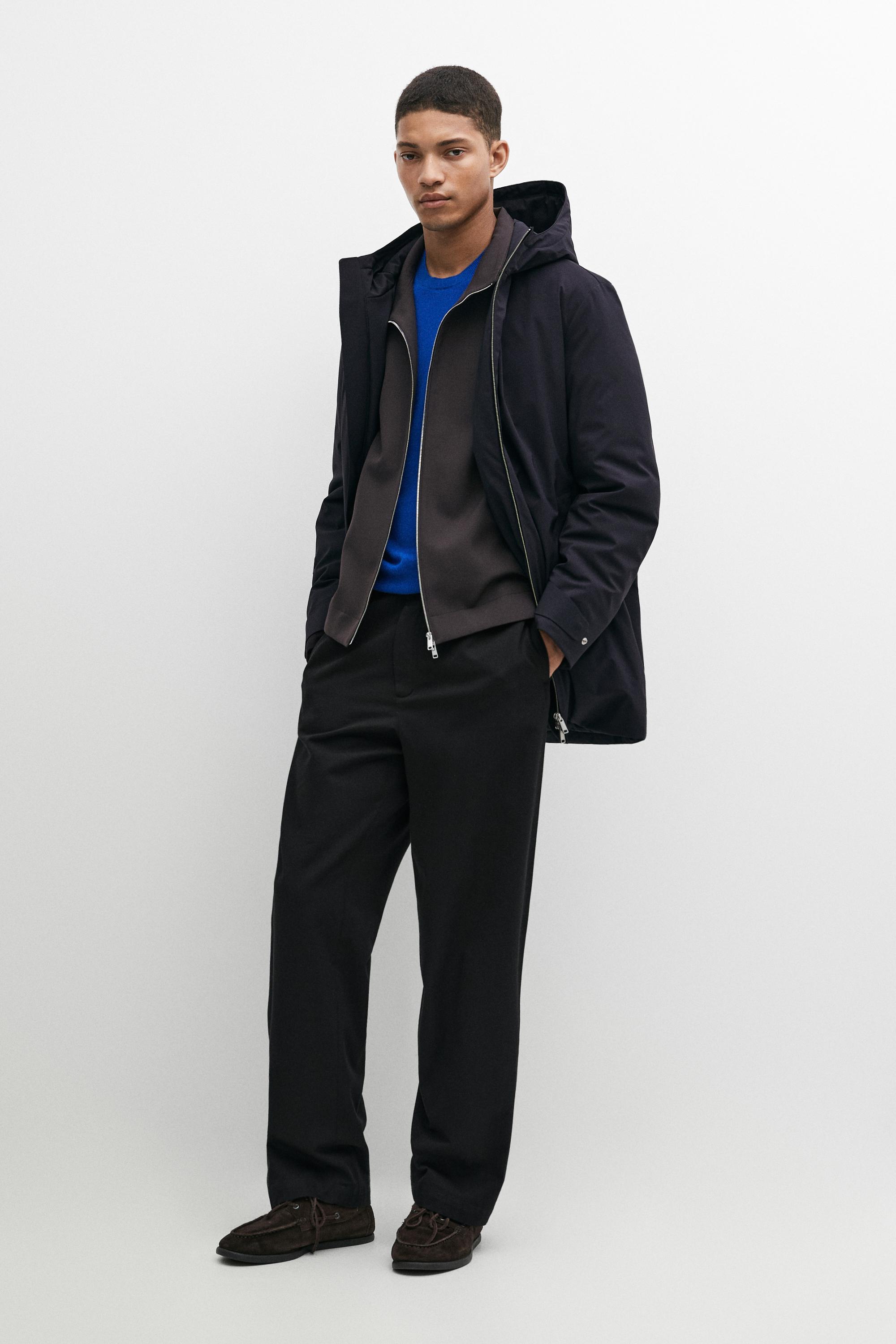 Long quilted hooded parka