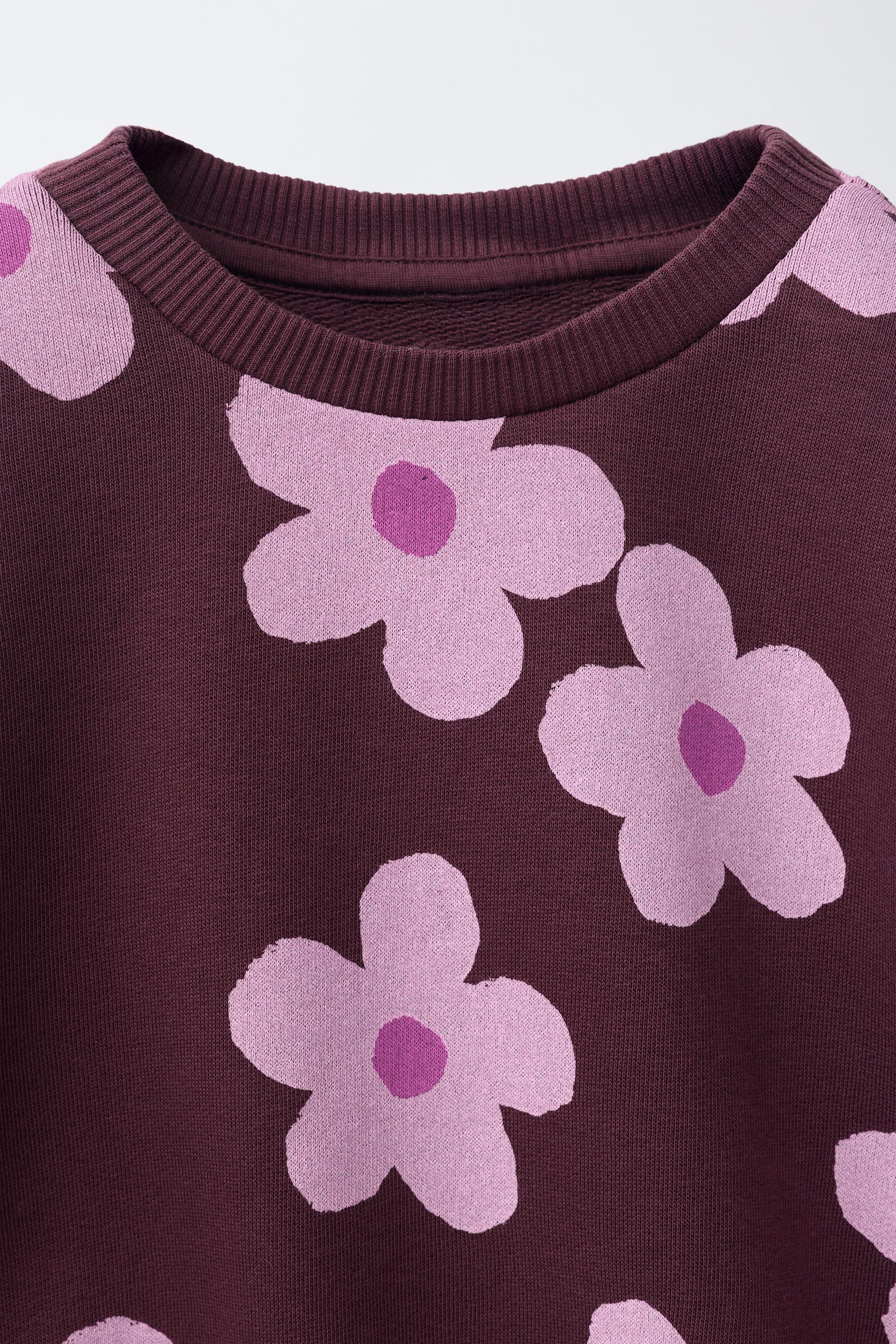 ENSEMBLE SWEAT À IMPRIMÉ FLEURS ET LEGGING CÔTELÉ