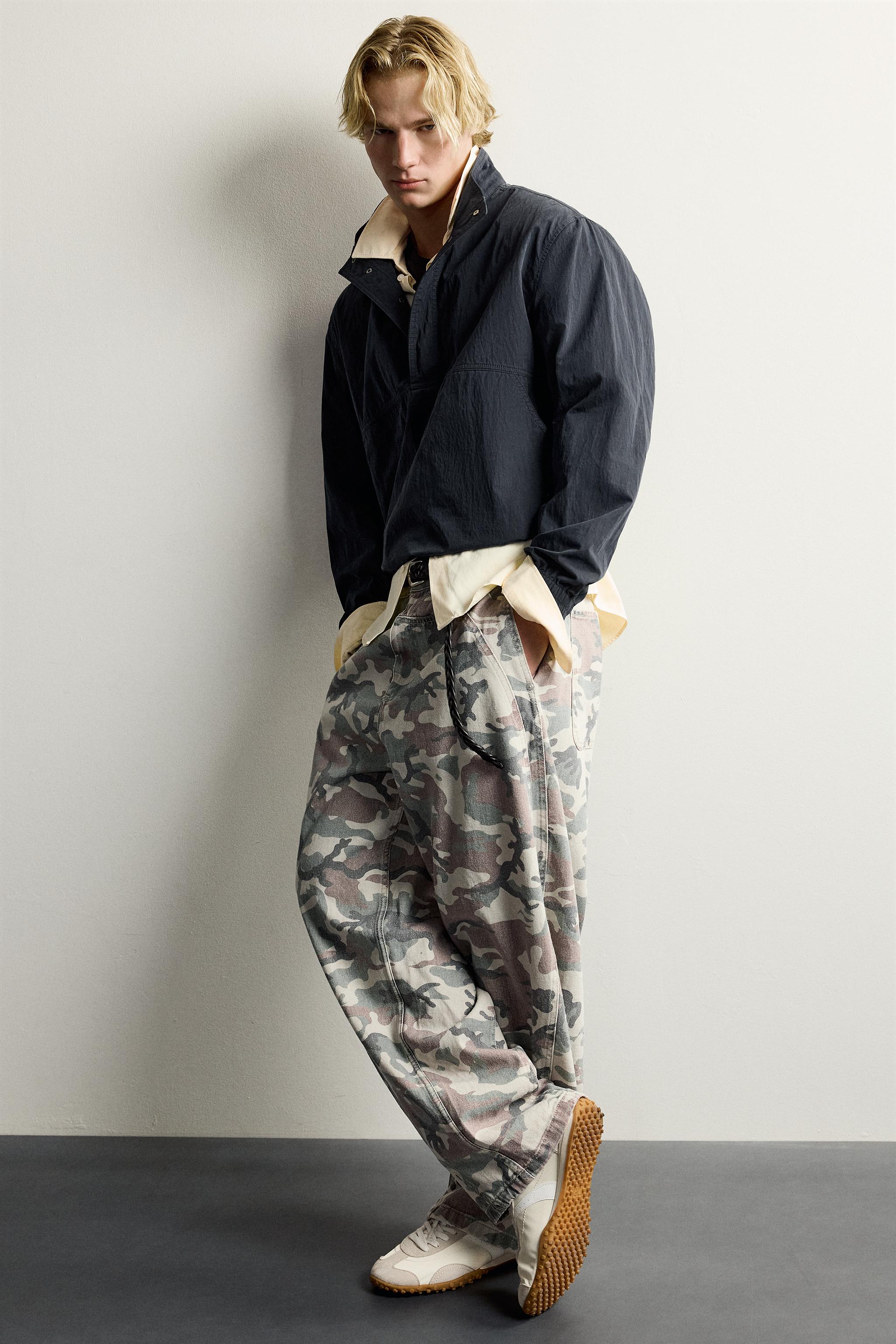ABSTRACT PRINT BARREL-FIT PANTS